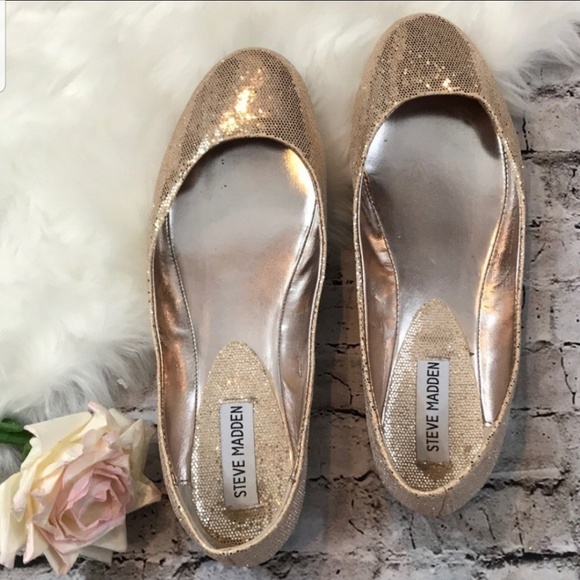 Steve Madden P-heaven Gold Glitter Ballet Flats - Picture 4 of 5